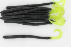 Curl Tail Worms Per 25 Stuks -Vissen Kortingswinkel black chartreuse sliver glitter.jpg